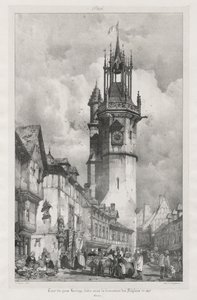 古代フランス、ノルマンディーの絵のようにロマンチックな旅: トゥール・デュ・グロ・オルロージュ、エヴルー 作： Richard Parkes Bonington
