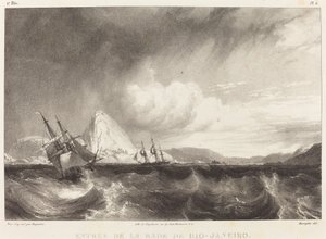 ラ・レード・デ・リオ・ジャネラに入りましょう 作： Richard Parkes Bonington after Moritz Rugendas
