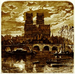 ノートルダム大聖堂：1878年に出版されたSamuel Greenの「French Pictures」に掲載されているイラスト（デジタル拡張画像 作： Richard Principal (after) Leitch