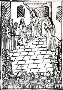 チャールズ5世とメアリーチューダー王女の間の結婚条約、c1508。 作： Richard Pynson