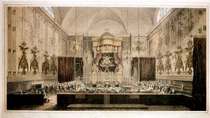 英国議会の上院である貴族院の眺め。ロスウェルの版画。19世紀 パーカー・ギャラリー（ロンドン 作： Richard Rothwell