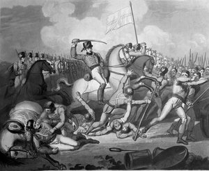 1819年7月22日、1819年7月22日、フランスの歩兵に対する騎兵隊の攻撃、サラマンカの戦い（アクアチント） 作： Richard Westall