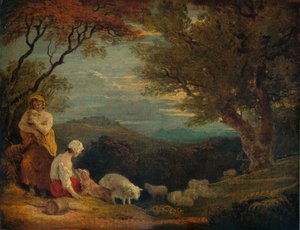 女性、羊、犬のいる風景、c1811、1938 作： Richard Westall