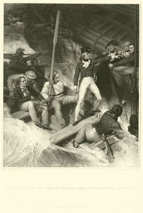 ネルソン中尉が暴力的な強風で賞に乗るよう志願 作： Richard Westall