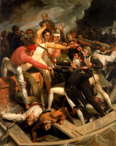 スペインの進水と衝突するネルソン（1797年7月 作： Richard Westall