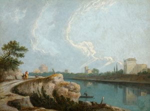 テヴェレ川のほとり、ローマ（キャンバスに油彩） 作： Richard Wilson