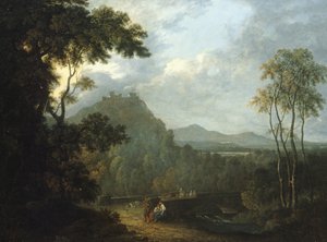 ディナス・ブラン城、ランゴレン近郊 II、1770年頃（油彩・カンヴァス） 作： Richard Wilson