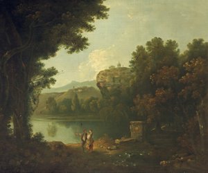 ローマ近くのテヴェレ川で（キャンバスに油彩） 作： Richard Wilson