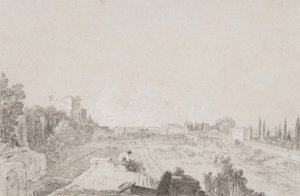 フローラ、ローマのサーカス（紙に白く盛り上がった鉛筆） 作： Richard Wilson