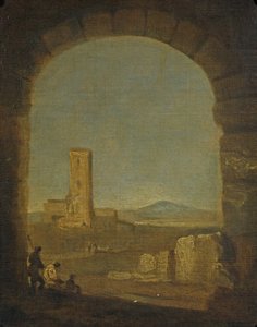 Torre del Fiscale、イタリア、ローマ近郊、1775年頃（キャンバスに油彩） 作： Richard Wilson
