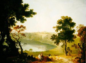 カステルガンドルフォとアルバーノ湖の眺め、1754年頃（キャンバスに油彩） 作： Richard Wilson