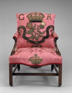 アームチェア、1750年頃（マホガニーと室内装飾品） 作： Richard and Elwick Edward (attr. to) Wright