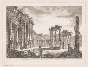 Gezicht op de Tempel van Jupiter Serapis ナポリ近くのポッツオーリにあるジュピターセラピスのものと信じられている古代寺院の立面図 (オブジェクトのタイトル) 作： Richard de Saint Non