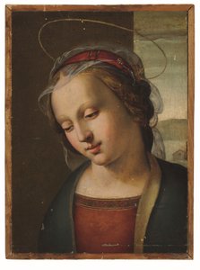 マドンナ: 祭壇画の断片 (パネルに油と金) 作： Ridolfo Ghirlandaio (attr. to)