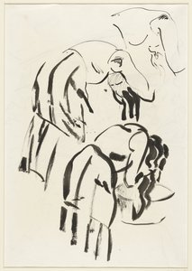 髪を洗う女性のスケッチ 作： Rik Wouters