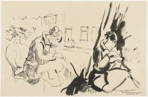 座って裁縫をしている女性の習作 作： Rik Wouters