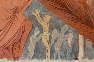 最後の審判、細部、「異端者たち」、13世紀（生） 作： リナルド・ダ・ターラント