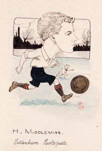 バートミドルミス、トッテナムホットスパー、シガレットカードのセットの抽選、1907年（カードにペンとインク） 作： Rip