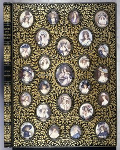 ワードの「有名な芸術家による肖像画の彫刻」の後の、美しい女性の25の肖像画のミニチュアの本の表紙