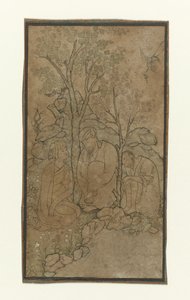 水辺の木の下に座っている 2 人の老人と 1 人の若者 作： Riza i 