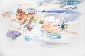砂漠のコンドミニアム、2023年（水彩画）