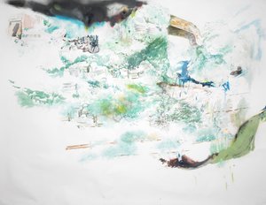 切り取られた堤防、2023年（水彩画）