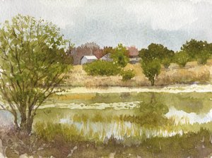 クラムリーの池、2014年（紙に水彩画）