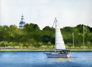 セヴァーン川での航海、2007年（紙に水彩画）