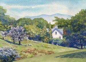 湖水地方の春、2016年（紙に水彩画）