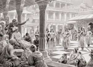 1575年にファテープル・シークリーでパチシまたはチャウプルを演奏するアクバル（Hutchinson