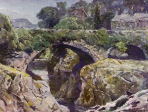 The Old Bridge, Bettws-y-Coed (カラーリトグラフ) 作： Robert (after) Fowler