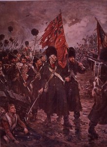 1854年、クリミア戦争中のインカーマンでの衛兵隊の「旗を守る 作： Robert (after) Gibb