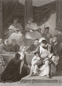 ヘンリー8世の婚姻裁判 A.H.ペインの刻印（リトグラフ 作： Robert (after) Smirke