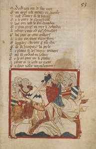 Arthur Mortally Wounded、「Romances in French Verse...」のイラスト、Canon of Wace (Wace of Bayeux) 作 作： Robert (c.1110 74) Wace