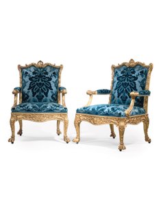ジョージ3世の金箔のアームチェアのペア 作： Robert Adam