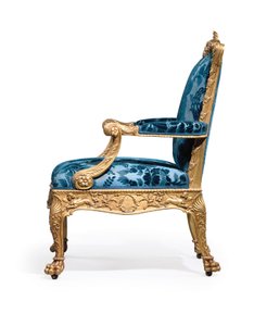 ジョージ3世の金箔のアームチェアのペアの1つ 作： Robert Adam