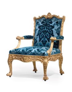 ジョージ3世の金箔のアームチェアのペアの1つ 作： Robert Adam