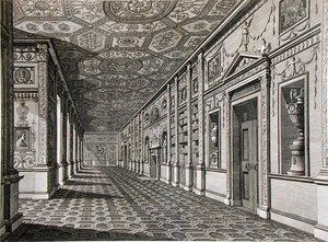 1760-69年に建てられたサイオンハウスの図書館（彫刻） 作： Robert Adam
