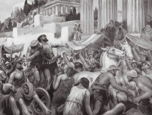 ペイシストラトゥスの巧妙なトリック（リトグラフ） 作： Robert Ambrose Dudley