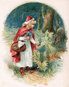 赤ずきん、アーネスト・ミスター発行の「ワンス・アポン・ア・タイム」のイラスト、1900年頃（カラーリソ） 作： Robert Ambrose Dudley