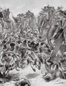 エフタール人（白フン族）の敗北、AD528年（リトグラフ 作： Robert Ambrose Dudley