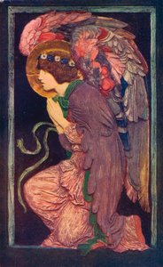 天使の崇拝 `、ロバート・アンニングベル、c1901 1901-1902によって着色された石膏レリーフ。 作： Robert Anning Bell