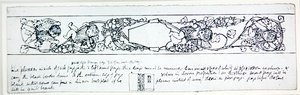 エンドペーパーのデザイン、1895年頃（紙にペンとインク