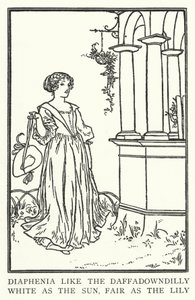 水仙のようなダイアフェニア、太陽のように白く、ユリのように美しい（リトグラフ 作： Robert Anning Bell