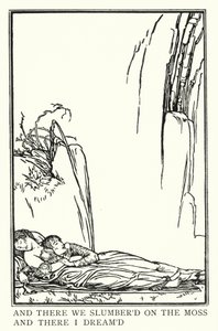 ジョン・キーツの詩のためのイラスト。La Belle Dame Sans Merci（リトグラフ版 作： Robert Anning Bell