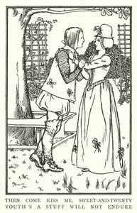 じゃあ、キスしに来てよ、スイートアンドトゥエンティ、青春のものは耐えられないよ(litho) 作： Robert Anning Bell
