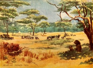 「今夜のメニューの勉強」、1944年。 作： Robert Baden Powell