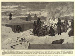冬のキャンペーンのオブジェクトレッスン、ドイツ歩兵の雪のビバーク 作： Robert Barnes