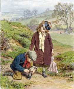 姉妹靴を結ぶ兄弟、パブ。 1854 作： Robert Barnes