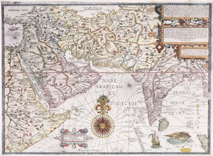 東アフリカ、アラビア、インドの地図、1598年 作： Robert Beckit